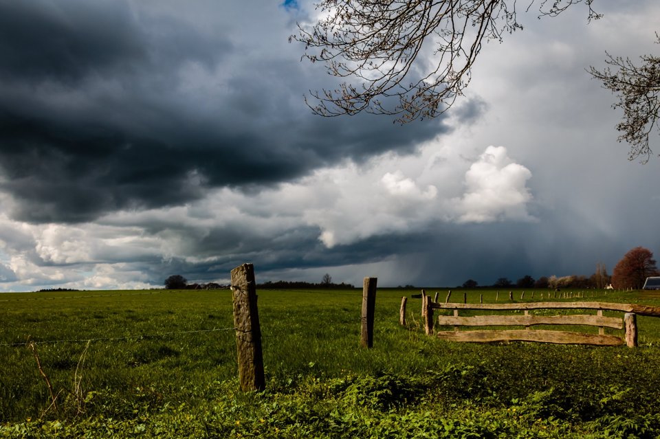 Bui boven een weiland in Overijssel